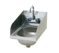 Eagle Group HSAN-10-F-LRS Wall-Mounted Hand Sink with Faucet, Basket Drain and Side Splashes, 12-Inch Side-to-Side