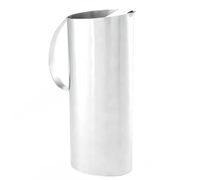 Angled Stainless Steel Water Pitcher with Ice Guard, 54 oz., Satin Finish