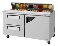 Turbo Air Super Deluxe 60-Inch Two-Section Sandwich/Salad Prep Table with 2 Drawers and 1 Right-Hinged Door