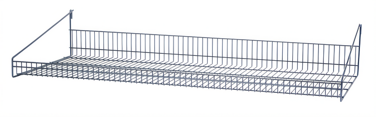 Product image #1 for Wall-Mounted Store Grid Shelf with Retaining Front Edge, 48 x 18 x 7-1/2 Inches, Gray Epoxy Finish