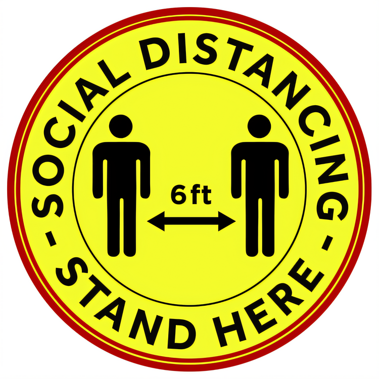 Product image #1 for Winco Social Distancing Anti-Slip Floor Decal, 12-Inch Round, Yellow/Black
