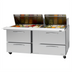 Thumbnail image #1 for Turbo Air PRO Series 72-5/8-Inch Wide Two-Section Mega Top Sandwich/Salad Prep Table with 4 Drawers, 30-Pan Top, and Self-Contained R290 Refrigeration