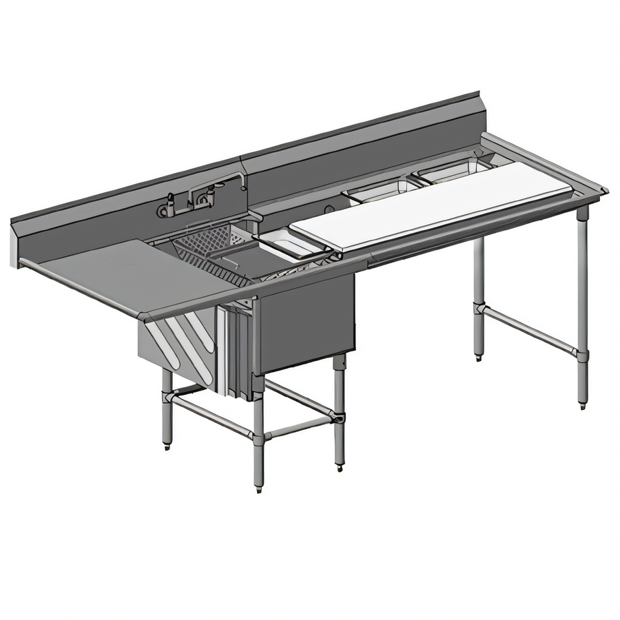 Product image #1 for Spec-Master FNP Series 1-Compartment Stainless Steel Commercial Prep Sink with Left Drainboard and Prep Area