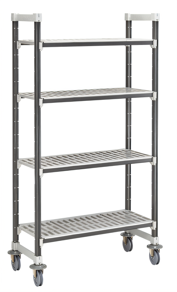 Product image #1 for Cambro Camshelving Elements XTRA High Density Mobile Starter Unit, 18 x 36 x 70-1/4 Inches, 4-Shelf Vented, Speckled Gray