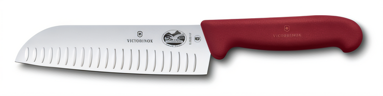 Product image #1 for Victorinox Fibrox® - HACCP 7-Inch Santoku Knife with Granton Edge and Red Fibrox Pro Handle
