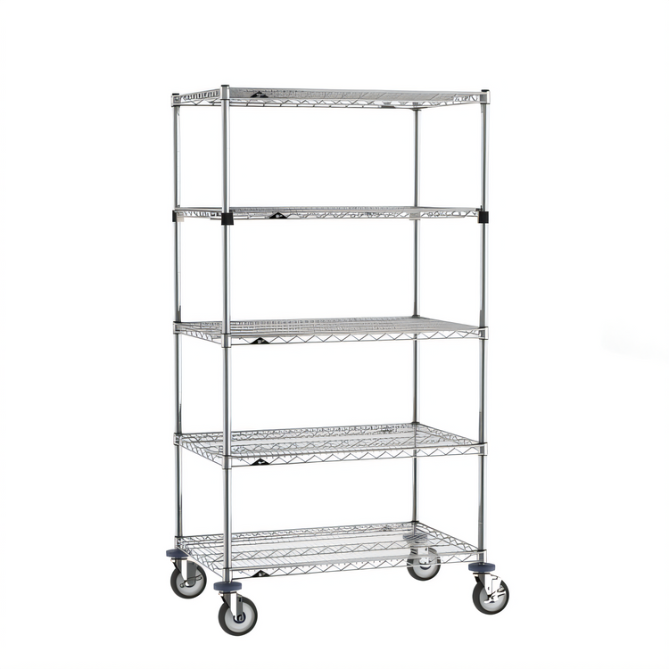 Product image #1 for Super Erecta 36 x 24 x 68-Inch 5-Tier Chrome Plated Wire Stem Caster Cart