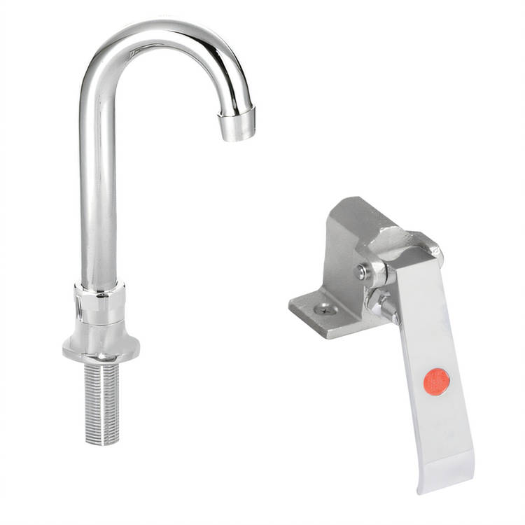 Product image #1 for John Boos Single Pedal Knee Valve with Deck-Mounted 3-1/2 Inch Gooseneck Spout for Hand Sink