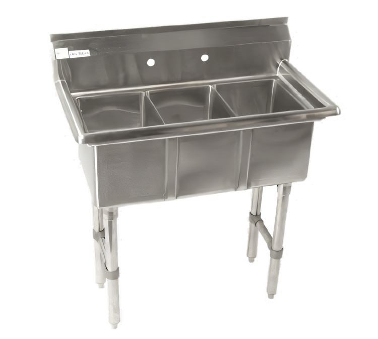 Product image #1 for Klinger's Trading CON3 35-Inch Three-Compartment Stainless Steel Convenience/Deli Sink Without Drainboards