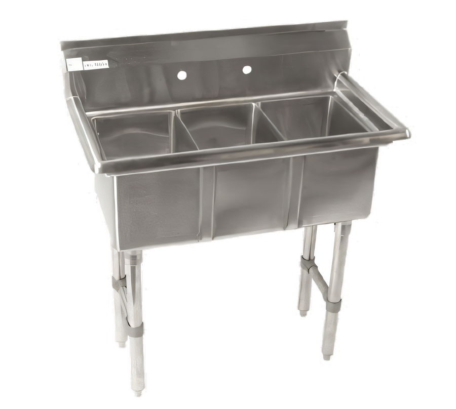 Product image #1 for Klinger's Trading CON3 35-Inch Three-Compartment Stainless Steel Convenience/Deli Sink Without Drainboards