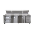 Thumbnail image #1 for 94-Inch 3-Section Refrigerated Pizza Prep Table with Drawers, Side-Mount Self-Contained, Stainless Steel