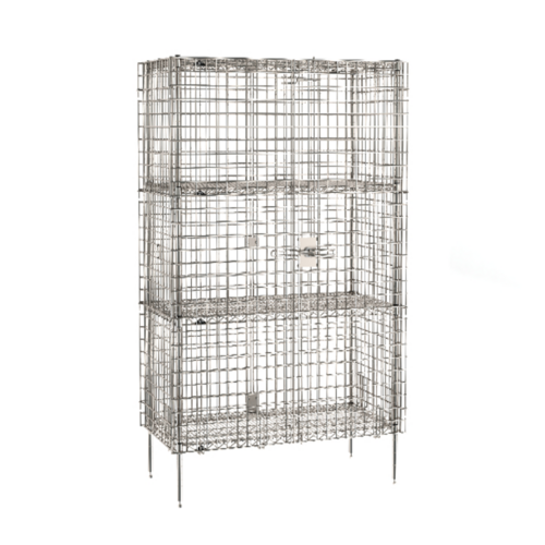 Product image #1 for Metro Super Erecta Stationary Stainless Steel Security Cage with 2 Intermediate Shelves