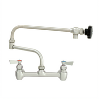 Fisher 8 Inch Adjustable Wall Mount Pre-Rinse Faucet with 12 Inch Control Swing Spout and 7 Inch Double-Jointed Spout, Stainless Steel