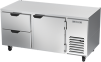 Beverage-Air Two-Section Undercounter Refrigerator with 2 Drawers and 1 Door, 67 Inch, 27 Cu. Ft., Self-Contained Side-Mounted, Stainless Steel