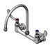 Thumbnail image #1 for T&S Brass Double Pantry Mixing Faucet, Wall Mount, 8 Inch Centers, 8 3/4-Inch Swivel Gooseneck
