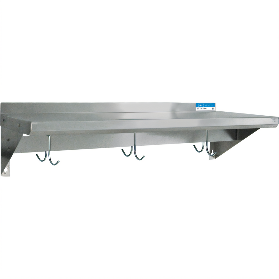 Product image #1 for Wall-Mount Stainless Steel Overshelf with Pot Rack, 96 Inch x 14 Inch