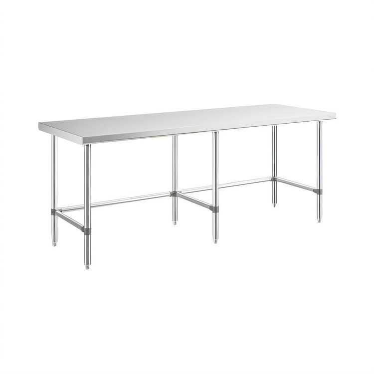 Product image #1 for Sapphire Manufacturing 84" x 24" Flat Top Work Table with Open Base and Stainless Steel Legs