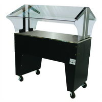 Advance Tabco Triumph Supreme Portable Solid-Top Buffet Table with Double-Sided Sneeze Guard, 3-Pan Size, Black Vinyl-Clad Open Base