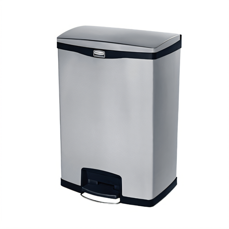 Product image #1 for Rubbermaid Commercial Slim Jim 24 Gallon Black Stainless Steel Front Step-On Trash Can