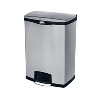 Rubbermaid Commercial Slim Jim 24 Gallon Black Stainless Steel Front Step-On Trash Can
