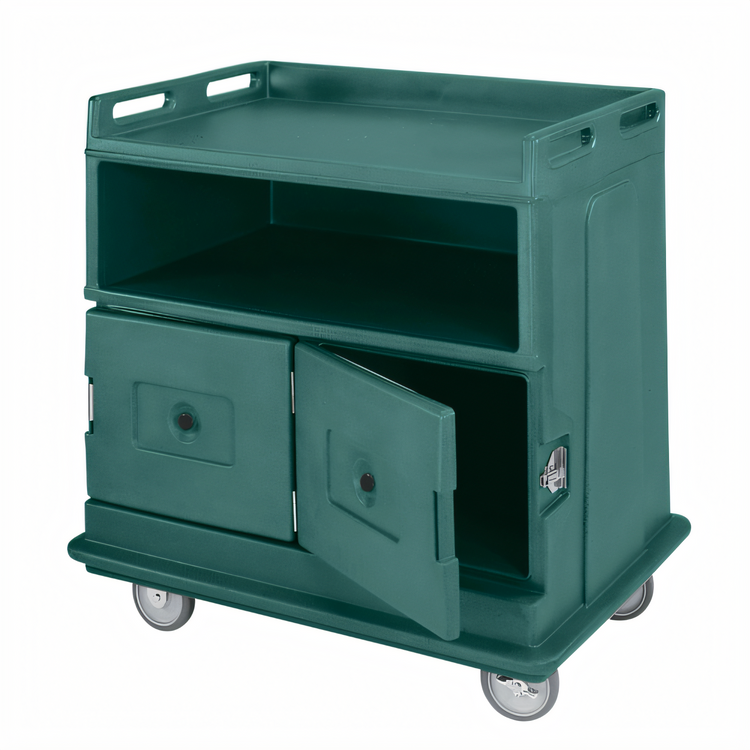 Product image #1 for Cambro Flat Top Beverage Service Cart with 2 Insulated Compartments, 44-1/2 x 30 x 44 Inches, Granite Green