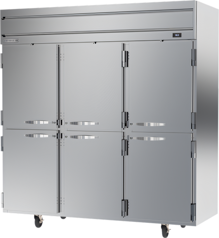 Product image #1 for Beverage-Air Horizon Series Three-Section Half-Solid Door Reach-In Refrigerator, 71.52 Cu. Ft., Top-Mounted Self-Contained