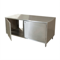 BK Resources 72 x 36 Inch Dual-Access Stainless Steel Chef Table Cabinet Base with Locking Hinged Doors