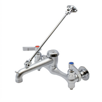 Advance Tabco K-240-X Heavy-Duty Wall-Mounted Service Sink Faucet with Vacuum Breaker Spout, Hose Thread, and Pail Hook