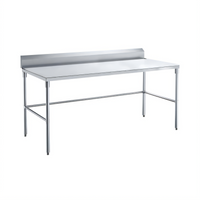 Sapphire SMTEOB-2472G 72-Inch x 24-Inch Stainless Steel Work Table with 5-Inch Backsplash and Open Galvanized Base
