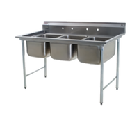 Eagle Group 414 Series Coved Corner Floor Model Three-Compartment Sink with 16 x 20 x 13-1/2 Inch Bowls, 58-3/4 Inch Wide, 430 Stainless Steel Top
