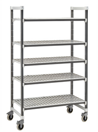 Cambro Camshelving Elements XTRA 5-Tier Vented Mobile Starter Unit, 24 x 48 x 70.25 Inch, Speckled Gray
