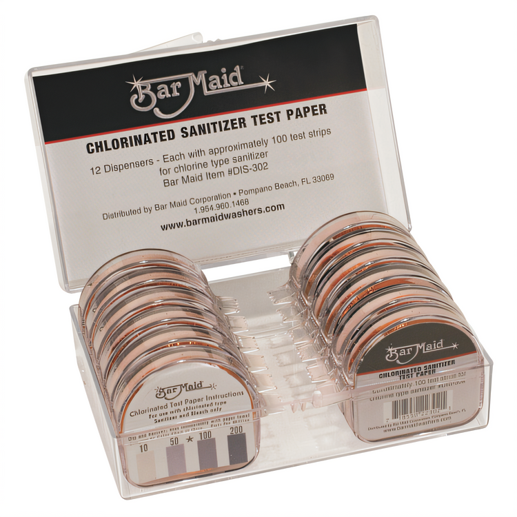 Product image #1 for Bar Maid Chlorinated Sanitizer Test Strips Dispenser, 100 Strips Per Dispenser