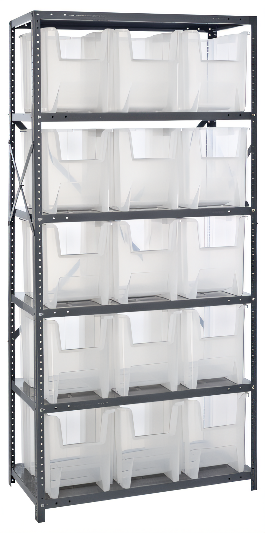 Product image #1 for Quantum Heavy Duty Wire Shelving Unit with 6 Shelves and 15 Clear Bins, 18 x 36 x 75 Inches