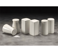 American Metalcraft White Ceramic Salt & Pepper Shaker Set, 2.5 oz., 3-1/4 Inch Square x 3-3/8 Inch High