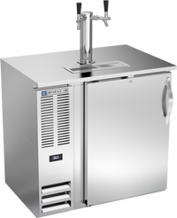 Beverage-Air 36-Inch Shallow Depth Direct Draw Beer Dispenser, 1 Door, 1/2 Keg Capacity, Dual Faucet Tower