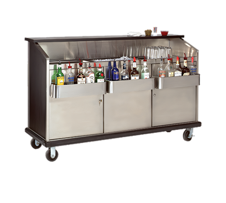 Product image #1 for Advance Tabco Freestanding Heavy Duty Portable Bar with Doors and Ice Bin, 74 3/8 Inch Wide, Black Mica Laminate
