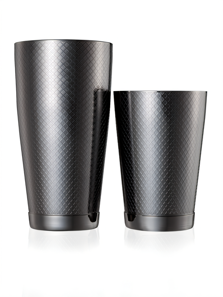 Product image #1 for Barfly Diamond Lattice Cocktail Shaker Set, 28 oz and 18 oz Stainless Steel Tins, Black