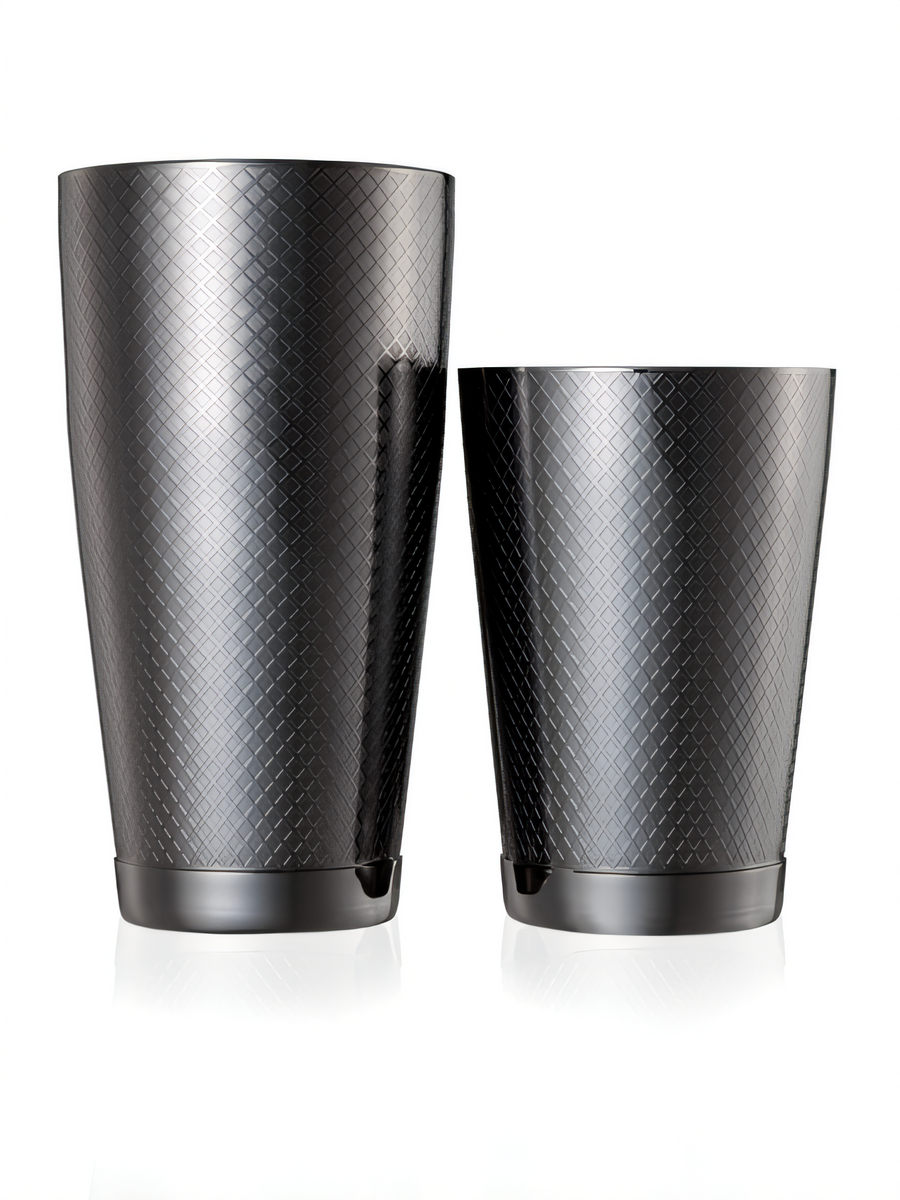 Product image #1 for Barfly Diamond Lattice Cocktail Shaker Set, 28 oz and 18 oz Stainless Steel Tins, Black