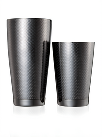 Barfly Diamond Lattice Cocktail Shaker Set, 28 oz and 18 oz Stainless Steel Tins, Black