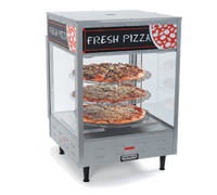 Countertop Rotating Heated Pizza Merchandiser with 4 Tiers, 18-Inch Racks, and Tempered Glass Case