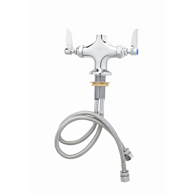Product image #1 for Double Pantry Deck-Mounted Mixing Faucet with Swivel Outlet and Lever Handles, 4-Inch Centers