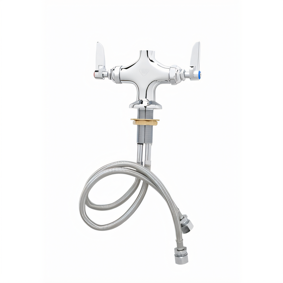 Product image #1 for Double Pantry Deck-Mounted Mixing Faucet with Swivel Outlet and Lever Handles, 4-Inch Centers