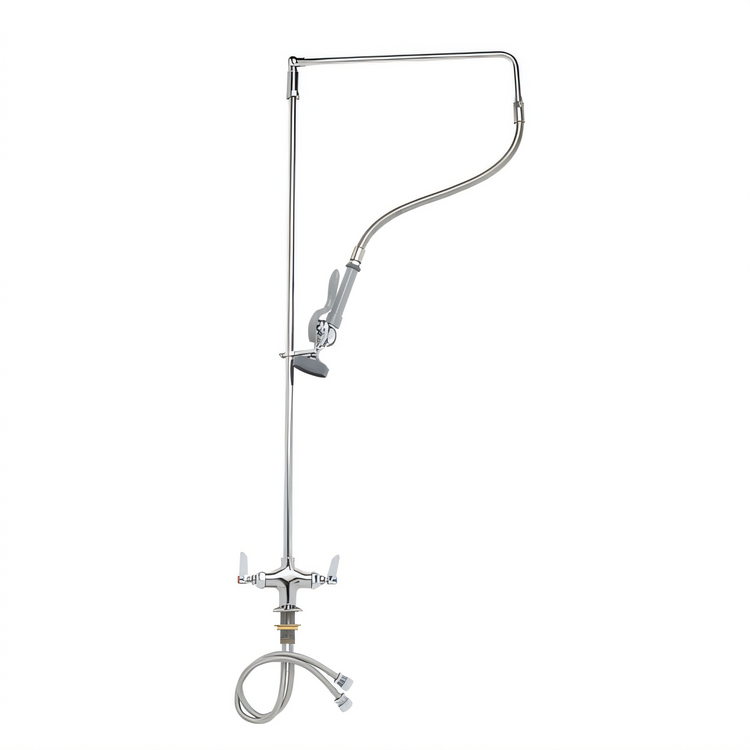 Product image #1 for T&S Brass B-0112 Single-Hole Deck Mount Pre-Rinse Mixing Faucet with 18-Inch Swivel Arm and 1.15 GPM Spray Valve