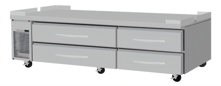 Product image #1 for Turbo Air PRO Series 96-1/8 Inch Two-Section Refrigerated Chef Base with 4 Drawers and Stainless Steel Flat Top