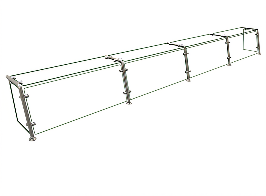 Product image #1 for Hatco Flav-R-Shield EP21 Single-Sided Full-Service Pass-Over Sneeze Guard, 4-Bay, 144 Inch Wide
