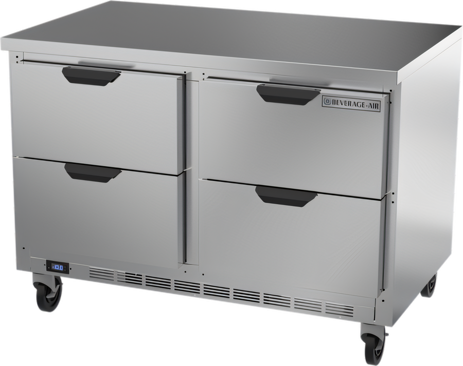 Product image #1 for Beverage Air 48-Inch Two-Section Stainless Steel Worktop Freezer with 4 Drawers and Flat Top