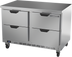 Thumbnail image #1 for Beverage Air 48-Inch Two-Section Stainless Steel Worktop Freezer with 4 Drawers and Flat Top