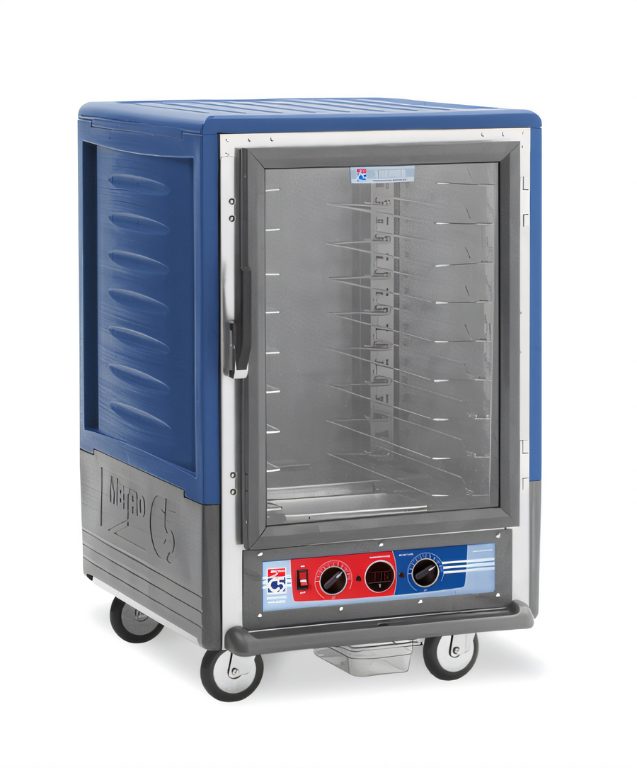 Product image #1 for Metro C5 3 Series Half-Height Mobile Moisture Heated Holding and Proofing Cabinet with Blue Insulation Armour and Clear Polycarbonate Door
