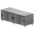 Thumbnail image #1 for BK Resources CST-3096S2 Dual-Access Stainless Steel Chef Table with Enclosed Cabinet, Sliding Doors, 14-Gauge Top, 96 x 30 x 34-3/4 Inches
