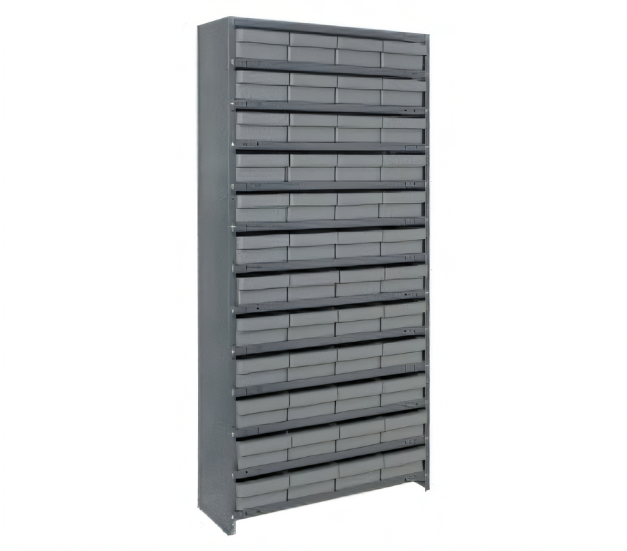 Product image #1 for Quantum Closed Heavy Duty Stationary Wire Shelving Unit with 13 Shelves and 48 Bins, 36 x 18 x 75 Inches