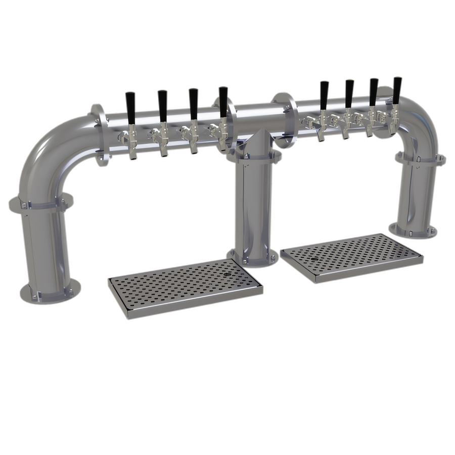 Product image #1 for Glastender 8-Faucet Air-Cooled Pipe Bridge Draft Dispensing Tower, Countertop, Grainline Finish